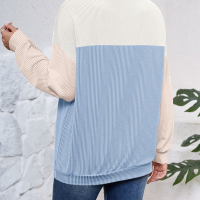 Block Round Neck Long Sleeve Sweatshirt Block Round Neck Long Sleeve Sweatshirt