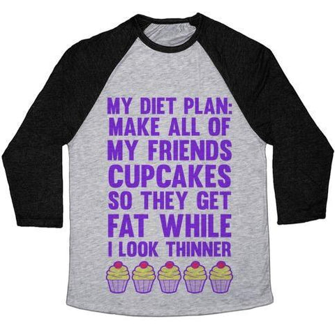 My Diet Plan (Cupcakes) Unisex Tri-Blend Baseball Tee