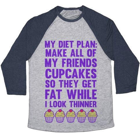 My Diet Plan (Cupcakes) Unisex Tri-Blend Baseball Tee