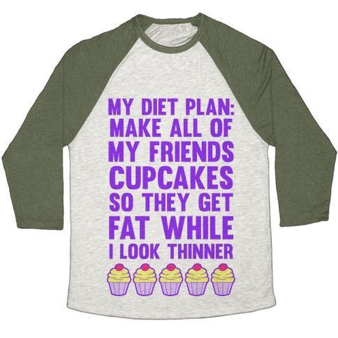 My Diet Plan (Cupcakes) Unisex Tri-Blend Baseball Tee